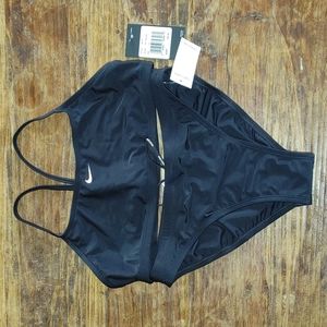 NWT Nike Swim Core Solids Racerback Bikini Set in Black